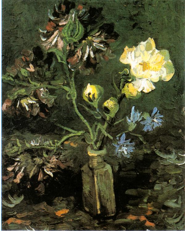 Van Gogh Vase with forget me not and peony