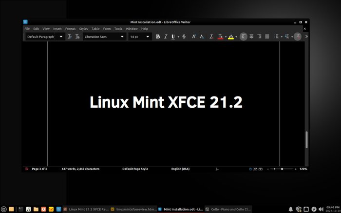 Linux Mint XFCE with Writer