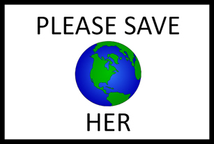 March for Science sign PLEASE SAVE [a drawing of earth] HER