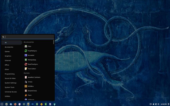 Solus Linux Review Start Menu